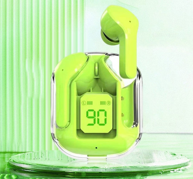 Air31 Wireless Earbuds | Crystal Transparent Bluetooth 5.3 | With Transparent Charging Case (Random Color)
