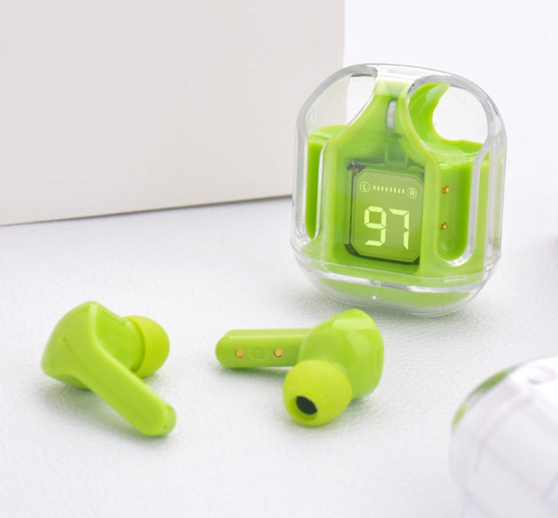 Air31 Wireless Earbuds | Crystal Transparent Bluetooth 5.3 | With Transparent Charging Case (Random Color)
